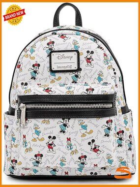 Disney Mickey Mouse Minnie Donald Daisy Print Backpack Handbag Faux Leather